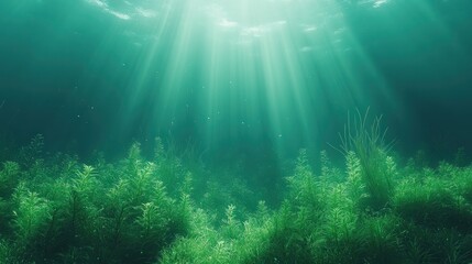 Naklejka premium Underwater Sunlight Filters Through Aquatic Plants