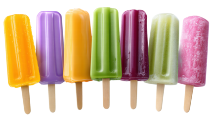 Colorful frozen popsicle isolated on transparent background with refreshing summer taste