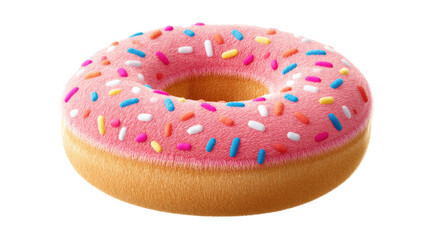 Fluffy donut isolated on transparent background with colorful sprinkle topping and soft texture
