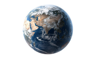 Detailed Earth Globe with Clouds on Transparent Background