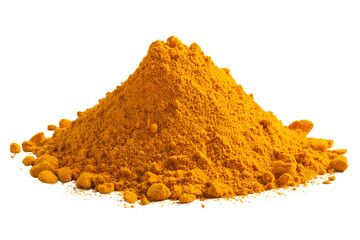 Bright Orange Turmeric Powder Pile on Transparent Background