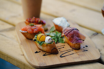 Crispy Baguettes with Toppings as Street Food in Porto