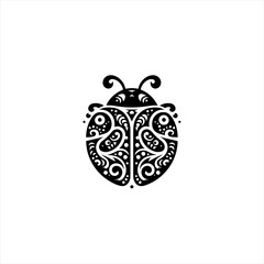 Fototapeta premium Ornate Black Ladybug Silhouette with Intricate Patterns.