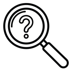 A magnifying glass reveals a question mark isolated on white background