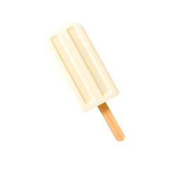 Vanilla ice cream popsicle isolated on transparent background