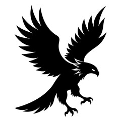 Flying Eagle Landing black Vector