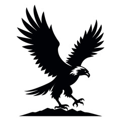 Flying Eagle Landing black Vector