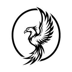 Obraz premium Logo of an Eagle flying with wings wide open in a circle