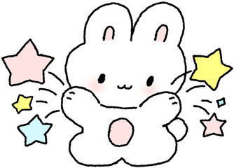 별을 뿌리는 토끼 이모티콘 스티커 © titi.drawing