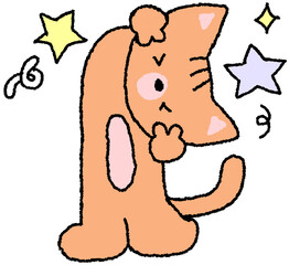 브이 포즈 고양이 캐릭터 손그림 일러스트