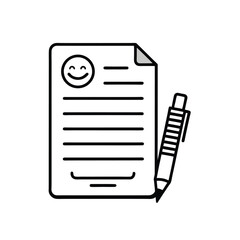 Smiley Document Icon – Minimalist Vector for Feedback, Writing, and Positive Review
