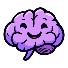 Happy Cartoon Brain Illustration for Mental Health

