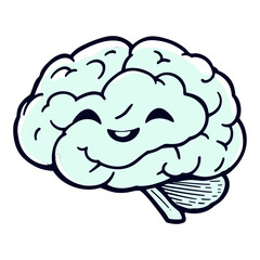Cute Smiling Purple Brain Graphic

