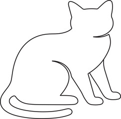 Continuous black line illustration of a walking cat on white background in simple vector design