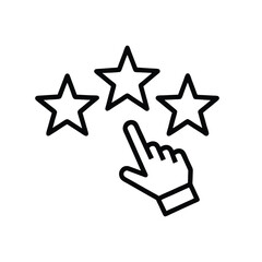 Hand Pointing at Stars – Minimalist Rating and Review Icon Vector