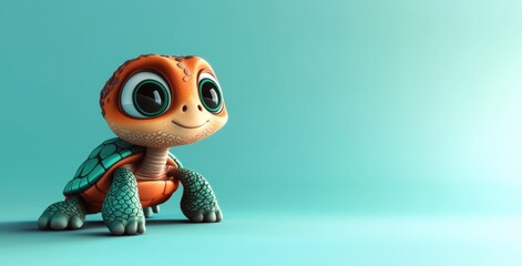 Fototapeta premium Adorable Cartoon Turtle Character Fun, Friendly and Full of Personality Cute