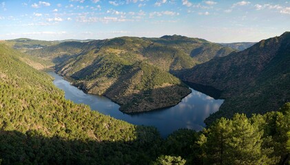 Panoramic view from "Olhos do Tua" Viewpoint in Tua Valley, Portugal. 