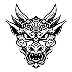 Fototapeta premium Japanese Oni Mask - Traditional Demon Head Illustration