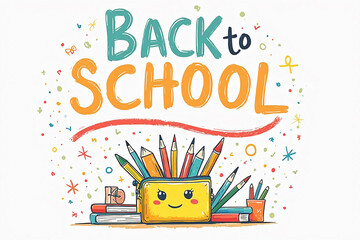 Teacher Standing in Classroom with Open Books and Blackboard in the Background