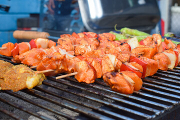 Chicken skewers on the barbecue