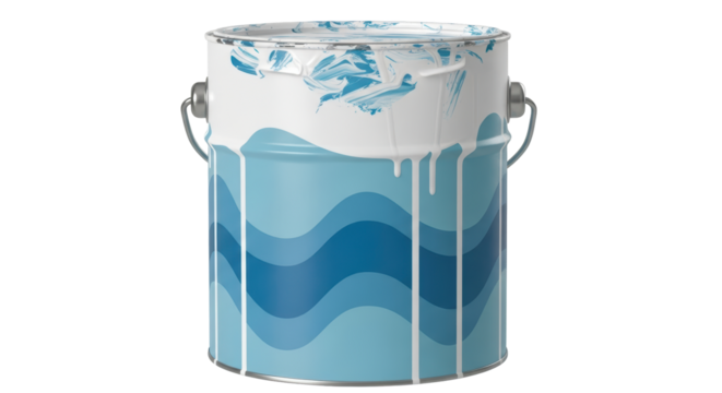 Isolated Paint Can with Blue Waves