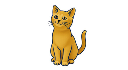 Isolated Cartoon Yellow Cat Sitting