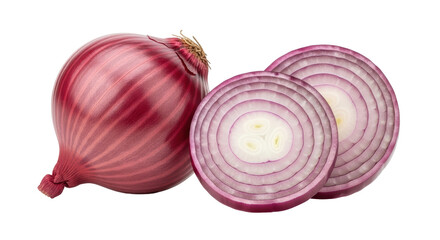 Isolated Red Onion and Slices