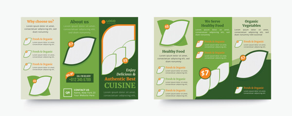 Fast food menu design template and restaurant trifold brochure