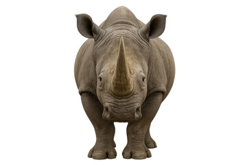 Obraz premium White rhinoceros standing still on transparent background