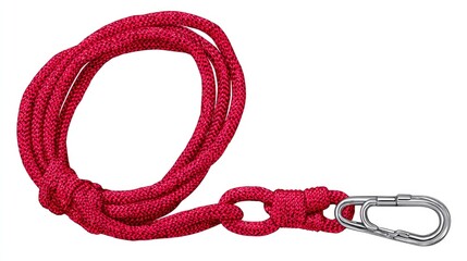 Red Coiled Lanyard with Silver Carabiner Clip