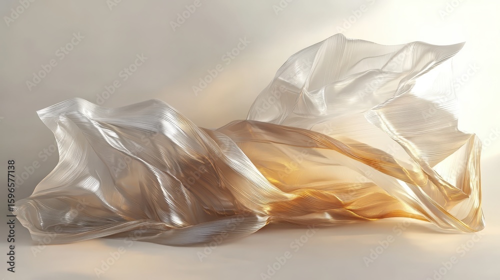 Wall mural abstract flowing fabric in soft light with warm tones and texture