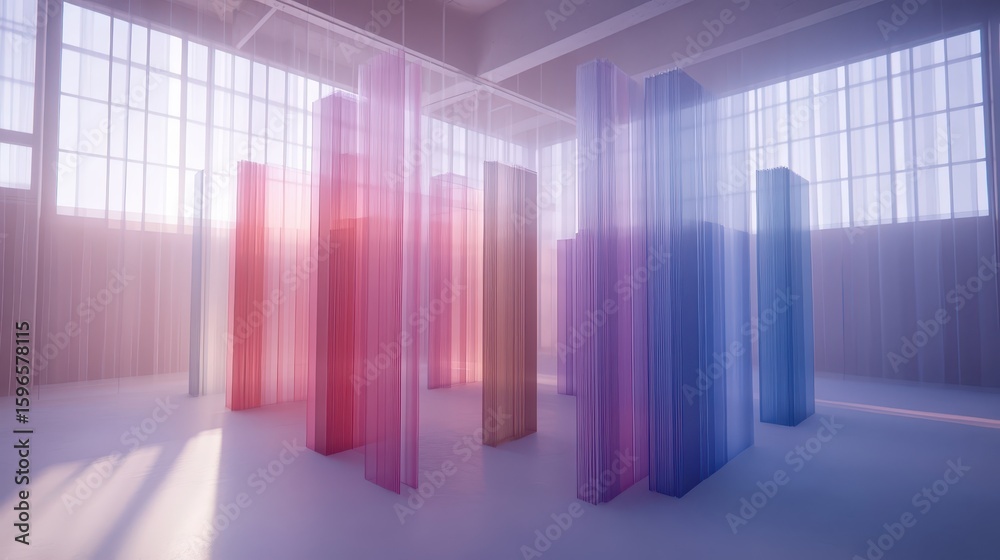 Canvas Prints abstract interior with colorful transparent panels and soft light
