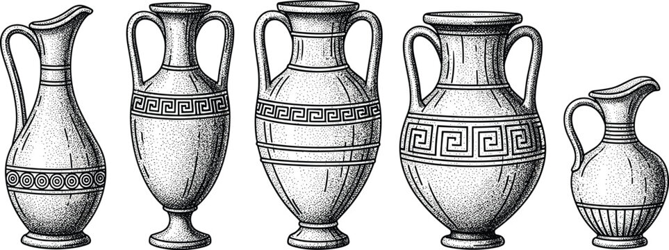 Hand drawn Greek vases