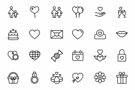 A soft and colorful icon pack showcasing romantic gestures and moments between couples. Ideal for love-themed apps, greeting cards, and Valentine's projects