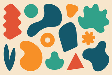 Collection of hand drawn flat abstract shapes. Irregular shape vector design