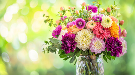 Stunning Bouquet of Colorful Flowers in Elegant Glass Vase