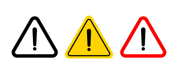 Yellow triangle warning sign indicates danger and electrical hazard. Caution sign with black and yellow color. Red triangle caution icon. Vector illustration.
