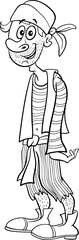 funny cartoon young pirate character coloring page