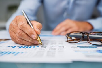 Person reviewing financial statement, budget, responsible, focused