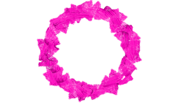 Pink hand drawn brush paint circle wreath for decoration and background accents