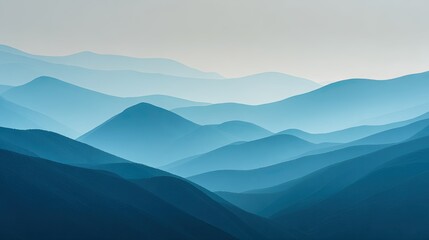 Blue Mountain Range Panorama Under a Hazy Sky