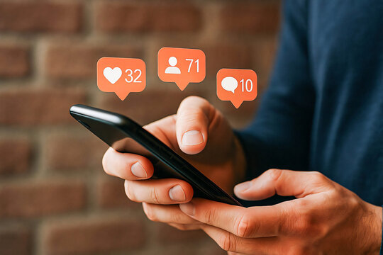 Social Media Engagement: Smartphone User Receiving Notifications