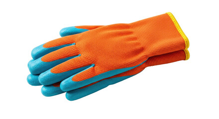 Isolated Orange and Blue Garden Gloves