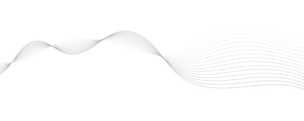 Abstract gray wave dynamic curve lines on transparent background with flowing particles. Digital energy waves technology concept. Modern backdrop design for business, presentation, banner.