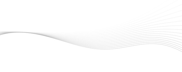 Abstract gray wave dynamic curve lines on transparent background with flowing particles. Digital energy waves technology concept. Modern backdrop design for business, presentation, banner.