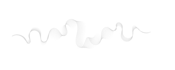 Abstract gray wave dynamic curve lines on transparent background with flowing particles. Digital energy waves technology concept. Modern backdrop design for business, presentation, banner.