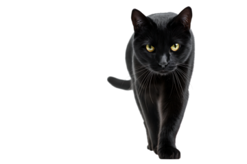 Mysterious black cat walking.