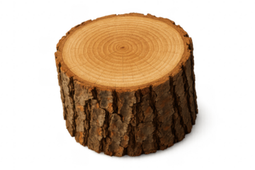 Tree Trunk Showing Growth Rings on Transparent Background