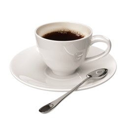 Xícara de café no pires com colher