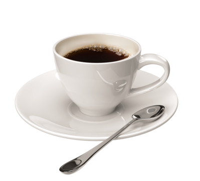 Xícara de café no pires com colher